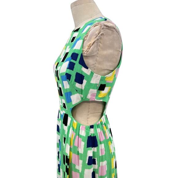 Anthropologie Corey Lynn Calter‎ Midi Dress Abstract Cut Out Green Size Small - Picture 7 of 14